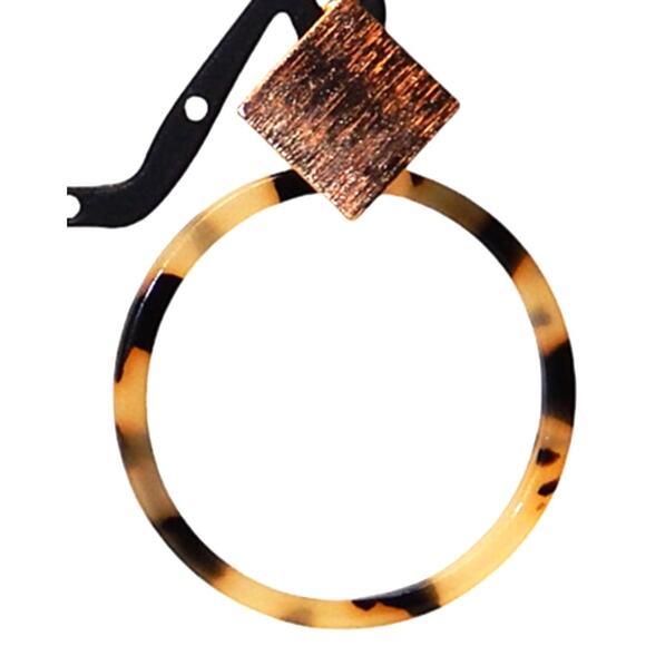 New Classic Resin Tortoise Shell  Hoop With Metal Post Earring - Picture 4 of 6